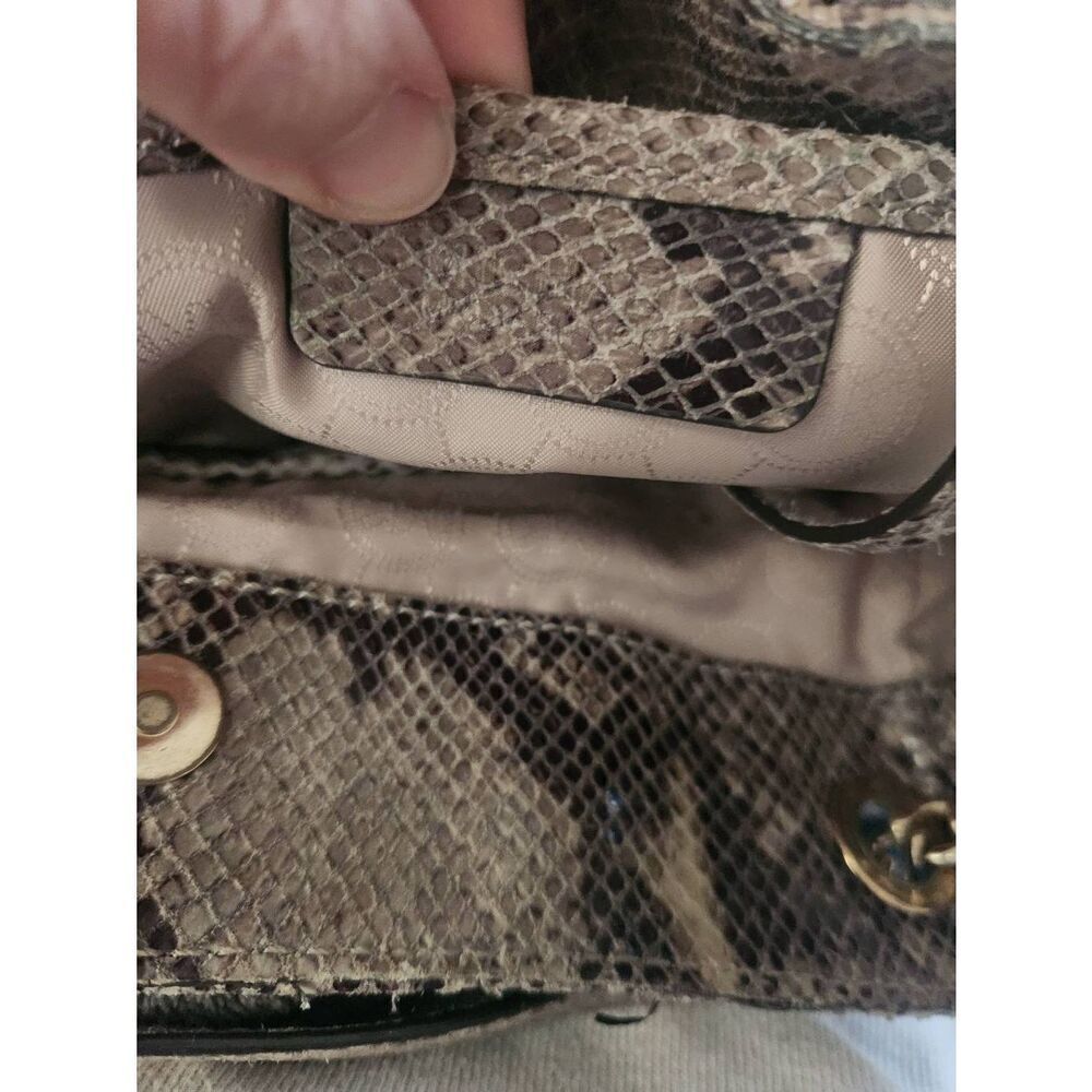 Michael Kors Jet Set Chain Snakeskin embossed Gather Shoulder Tote with CROSSBOD - Picture 12 of 14